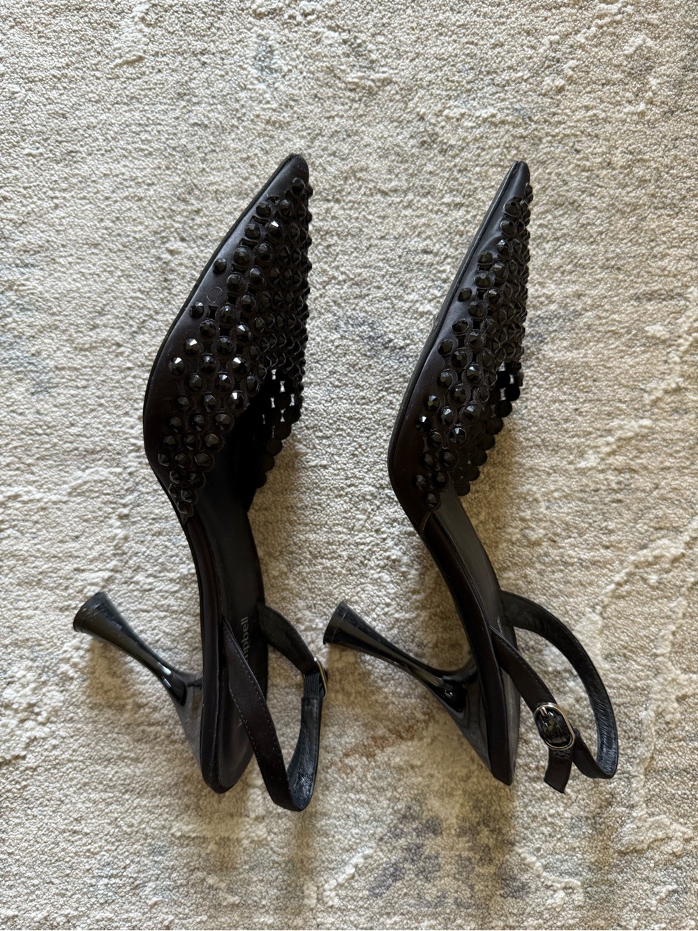 Jeffrey Campbell Black Studded Pointed Slingback Heels - Picture 2 of 7